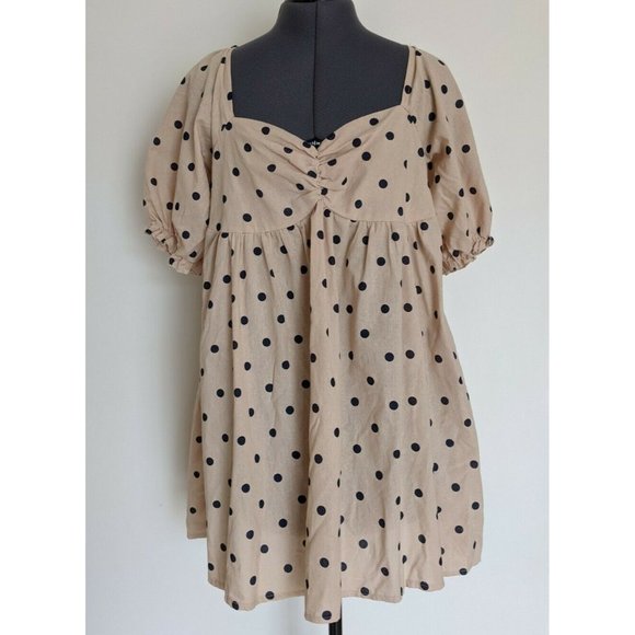 Two Little Sisters Dresses & Skirts - Two Little Sisters Mini Dress Polka Dot Puff Sleeve Halsey Beige BNWT Size 14